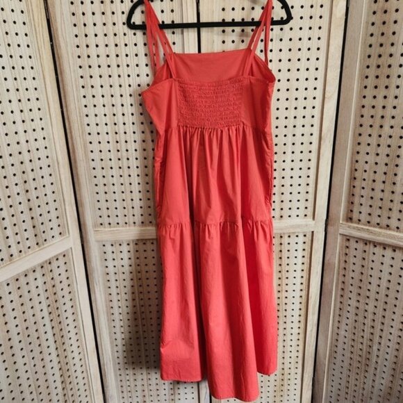 Who What Wear Red Clay (orangish) Tiered High Low Tie Shoulder Midi Dress M NEW - Picture 9 of 9